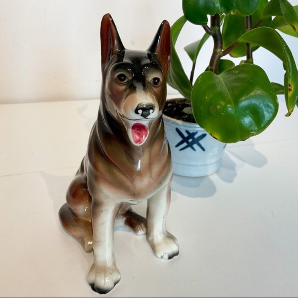 VINTAGE Japan Ceramic German Shepherd Dog Figurine